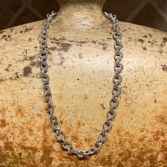 Judith Ripka Chain 19 Inches Sterling Silver Roped and Beaded Links - Picture 4 of 8